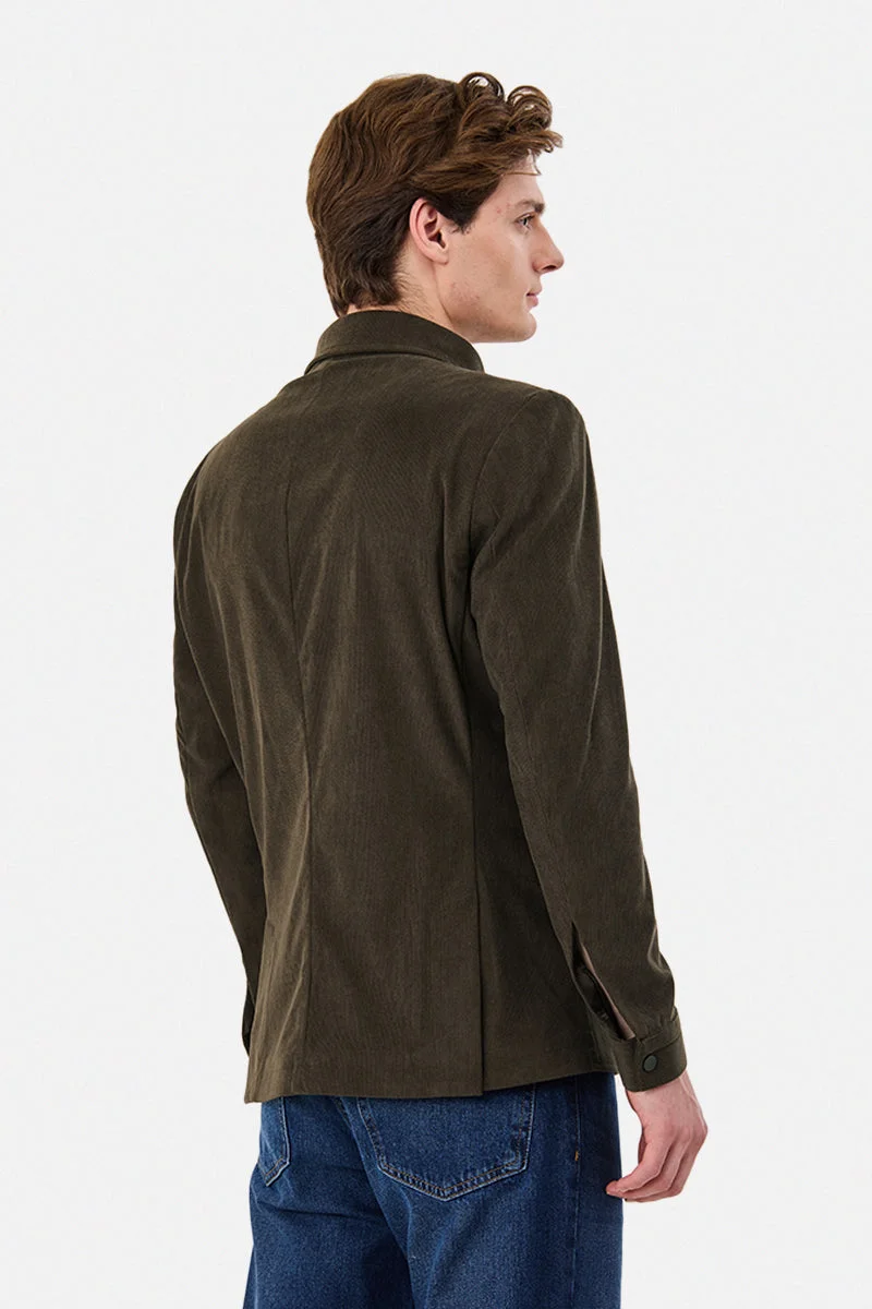 Snitch Brown Snap Button Corduroy Luxe Jacket for Men | Best Price UAE